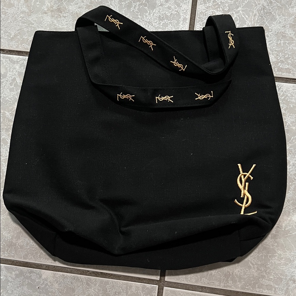 YSL Black Tote Bag with Gold Logo